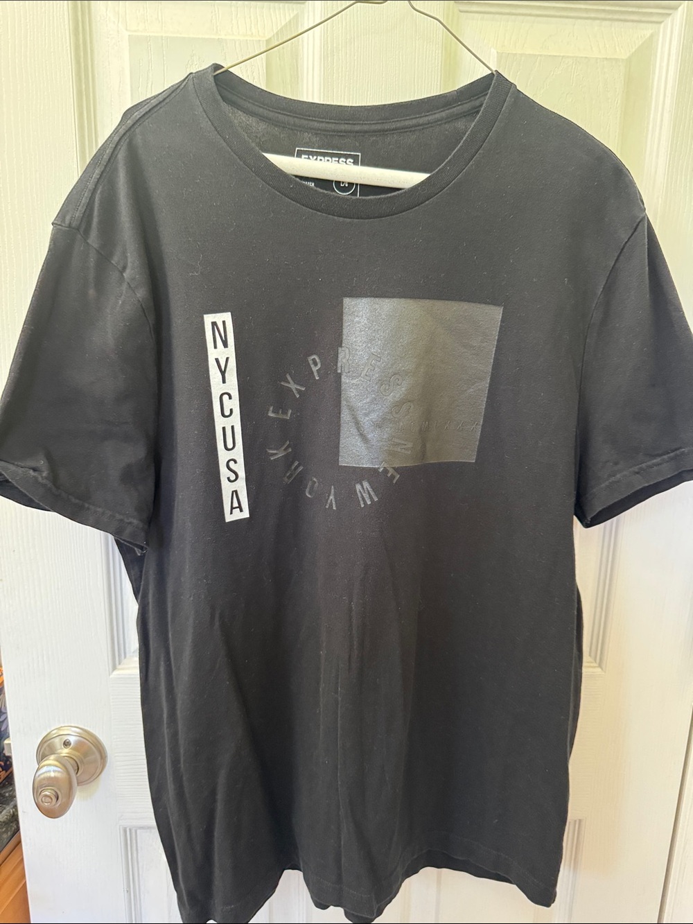 Express Black Graphic Short Sleeve Tee with NYCUSA Print